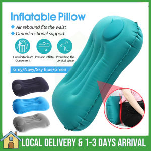 Inflatable Travel Pillow Press Type Pillows Neck Pillow Portable Car Pillows Folding Press Type Bed Pillows Neck Cushion Home Office Supplies