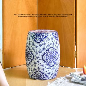 Vintage Chinese Style Blue and White Ceramic Stool For Bedroom and Shoe Changing