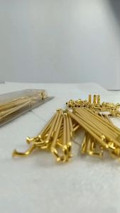 9 / 9x120 ซีกลวดล้อรถ มอเตอร์ไซค์ ชุปโครเมียม สีทอง กระบวนการการผลิต เป็นเมนู ราคาต่อชุด เลือกขนาด 9x120 ก้านล้อ งานดีสีสวยชุปหนา