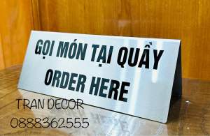 [ SP Mới] Biển gọi món tại quầy Thanh toán tại quầy order tại quầy loại cao cấp bằng inox 304 2 mặt chữ