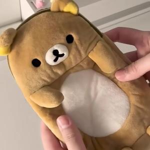 EELHOE | Easy Bear Cute Plush Pen Bag Zipper Storage Bag Small and Cute Gift Zero Wallet Large Capacity Stationery Pen Bag