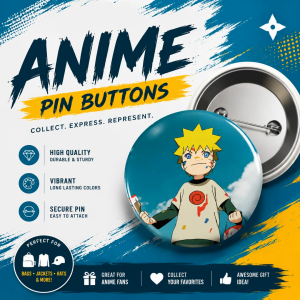 Anime Button Pin Badge 58mm Naruto One Piece HunterX Fairytail cowboy bebop and more