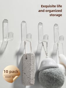 Móc Treo Trong Suốt Bằng Nhựa Acrylic Dính Chắc Móc Treo Cửa Phòng Tắm Không Cần Đục Lỗ Móc Treo Quần Áo 10 Chiếc Móc Treo Tường