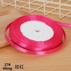6mm Satin Ruy Băng 22 Yard/cuộn Để Làm Nơ Hoa Bó Hoa DIY Tiệc Cưới Trang Trí Gói Quà Polyester/Nylon Grosgrain