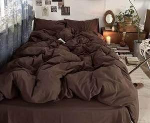 ผ้าปูที่นอน โทนสีพื้น พร้อมผ้านวม ชุดเครื่องนอน ครบเซ็ต 6 ชิ้น มีขนาด 3.5-5- 6ฟุต