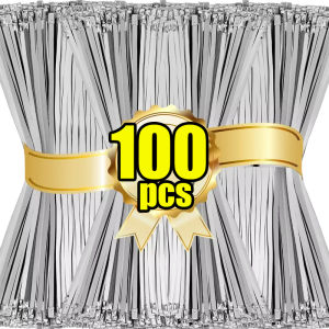 🔥100PCS High Quality 304 Stainless Steel Metal Cable Ties Multipurpose Heavy Duty Self-Locking Cable Ties Suitable for Mechanical Exhaust Duct Fence Wrap Locking Tie Fasteners