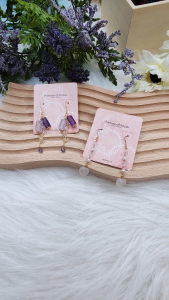 Made-to-Order SG - Amethyst Twin Flame Crystal Dangle Earrings Handmade Crystal Dangle Earrings