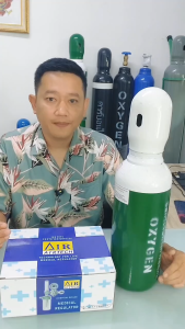 ถังออกซิเจน ขนาด 0.5 คิว พร้อมเกจ์หายใจ สำหรับผู้ป่วย ออกซิเจนทางการแพทย์ หัววาล์ว CGA540 ถังใหม่ มือ 1 มีก๊าซเต็มถัง พร้อมใช้งาน ( ออกซิเจน Oxygen)