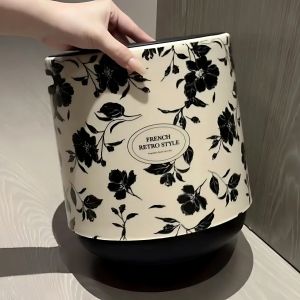 Thùng Rác Hai Lớp Dày Phong Cách Pháp Cổ Điển Cho Gia Đình Dung Tích Lớn Có Tay Cầm Đựng Đồ Trong Nhà Tròn Không Có Nắp