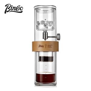 BINCOO ที่ทำหม้อกาแฟชงเย็นผนังกระจกสองชั้นสำหรับทำน้ำแข็งดริปเย็นชงหม้อความจุขนาดใหญ่ที่กรองแบบหยดสำหรับบ้าน450มล.
