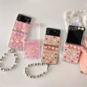 เคสโทรศัพท์ Samsung ZFlip6 ลาย Winnie the Pooh ปกป้องจอแบบพับได้พร้อมหัวเข็มขัดแบบครอบคลุมเต็มรูปแบบ ดีไซน์น่ารักสำหรับผู้หญิง