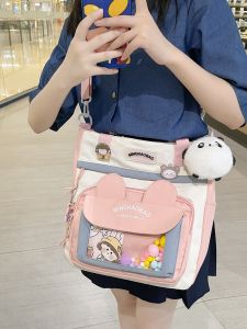 กระเป๋าสะพายไหล่แบบลำลองขนาดใหญ่สุดน่ารักและหวานสำหรับผู้หญิง กระเป๋าสะพายข้างแบบสะพายไหล่เดี่ยว กระเป๋าถือผ้าไนลอน กระเป๋าสะพายข้างแบบลำลอง