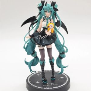 Bandai | Little Devil Hatsune Miku Dark Angel Raccoon Anime Figure PVC Desktop Model Ornament Desk Decor for Anime Enthusiasts