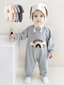 Autumn and Winter Baby Jumpsuit Male and Female Baby Woolen Cotton Long Sleeves Rompers Jumpsuit Baby Western Style Outwear Suit