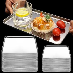 Ba Kích Thước dễ dàng vệ sinh Thép Không Gỉ Kiểu Đẹp Bền Nông nướng bánh Tấm Trái Cây Snack Hình Chữ Nhật khay tráng miệng