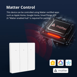 Zemismart Matter Wifi Switch suis dinding pintar Neutral Push Button Switch Homekit ControlWhite 1/2/3 GangSiri/Google VoiceHomekit App Timer Control perkara pengawal perlu
