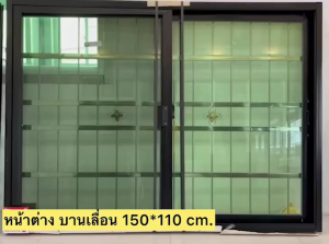 🔥ขายดี🔥 หน้าต่างเลื่อนอลูมิเนียม 150X110 ซม. สีขาว/ดำ แบบหนา ทนสนิม หน้าต่างระเบียง กันฝุ่น ลื่นเงียบ รับสั่งทำพิเศษ