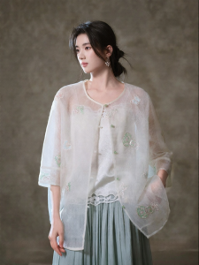 JK＆JS | Embroidered Gourd Patterned Light Fabric Jacket