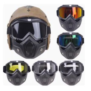 Retro Goggles & Half Helmet Mask: Versatile Outdoor Safety Gear