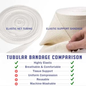 10M Tubular Bandage - Latex Cotton Elastic Sleeve for Knees Ankles & Elbows - Reusable Support for Sports & Recovery