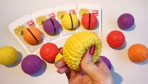 Pet Toy Bell Ball Interactive Pet Toy Dog Teeth Cleaning Bite Resistance Squeaky Ball Toy Rubber Ball Dog Toy Puppy Chewing Toy Pet Accessories