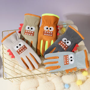 ฤดูใบไม้ร่วงฤดูหนาวถุงมือเด็กขี่จักรยานน่ารักการ์ตูนเด็กผู้หญิงที่อบอุ่นถุงมือขนแกะกันลมนักเรียนนุ่มเล่นกลางแจ้งถุงมือเด็ก