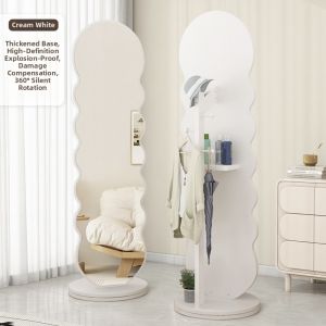 Rotatable Full-length Dressing Mirror with Hanging Rack