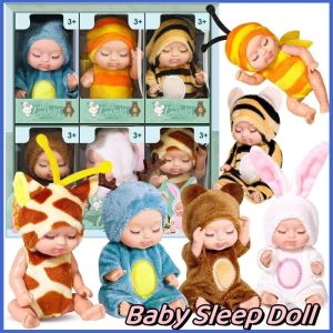11cm Simulation Rebirth Dolls Sleeping Baby BJD Toys Cute Mini Jointed Doll Realistic Dress-Up Cartoon Animal Baby Toys