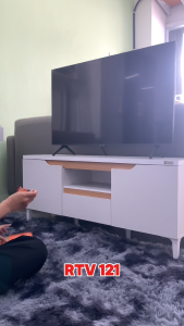 LUNARSOL RTV 121 Meja TV Minimalis Modern 120cm / Rak Buffet TV 2 Pintu 1 Laci - Oak Muda Putih