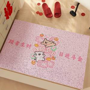 Red Entrance Door Mat Outdoor PVC Soil Removal Carpet Modern Simplicity Style Door Mat for New Year Decoration Home Rug