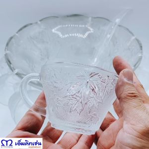 M Well Kitchenware ชุดแก้วพั้นช์ ชามแก้วสำหรับงานปาร์ตี้ พร้อมถ้วย 12ใบ