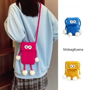 Autumn and Winter Fancy Mini Crossbody Bag Female 2024 New Arrival Cute Knitting Little Monster One Shoulder Phone Bag