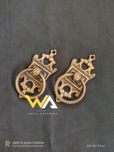 Tarikan Pintu Gebyok Kuningan Antik Motif Mahkota Ukir 2 Pcs