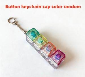 Meade | Transparent RGB Clicker Keychain Fidget Pad 4-Button Tactile Feedback Stress Relief Mini Light-Up Gadget Desk Accessory Gift