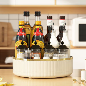 Ultra-Smooth Gold-Plated Kitchen Rotating Spice Rack Cosmetic Storage Wonder Wheel 360-Degree Organizer for Condiment Bottles