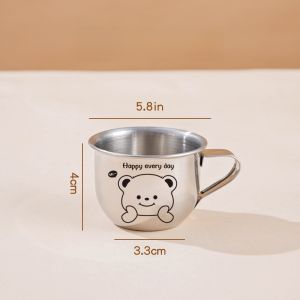 Mini 304 Stainless Steel Water Cup Food Grade Milk Drinking Cup for Children Kindergarten Home Use Cute Cartoon Design 180ml
