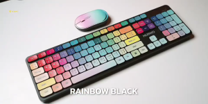 Nubwo NKM-643 Keyboard+Mouse Dualmode Wireless/Bluetooth RubberDomeSwitch แป้นพิมพ์ชุดเมาส์คีย์บอร์ดไร้สาย (Rainbow Black)