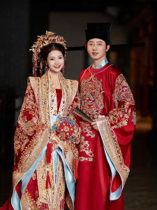 New 2025 SONG Dynasty Chinese Wedding Dress Full Set for Brides Traditional Cheongsam Wedding Costume Long Sleeve Elegant