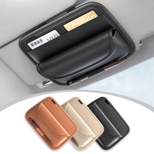 SEAMETAL Car Sun Visor Storage Bag Leather Sunglasses Hoder Pen Clip Card Holder Organizer Car Visor Organizer