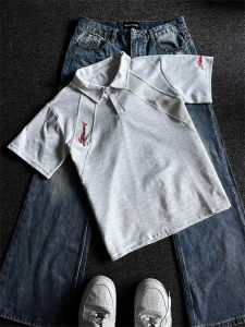 ZHUOCAN | American Heavyweight Embroidery Boxy Stylish Short Sleeve Polo Shirt