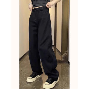 Elegant Plus Size High Waist Black Wide Leg Jeans