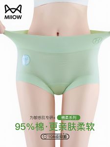 Pure Cotton High Waist Antibacterial Extended Crotch Seamless Comfort Womens Triangle Shorts Underwear Breathable Summer New Style