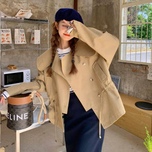 Casual Style Womens Double-Breasted Short Coat Autumn New Arrival Slimming Fashionable Windbreaker Compact Size Outerwear