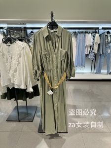 ชุดเดรสยาวคอโปโลแขนยาวผู้หญิงฤดูร้อนใหม่สไตล์ใหม่ เอวเข้ารูป กระโปรงทรงเอ กระโปรงยาวปานกลาง สไตล์สายเดี่ยว