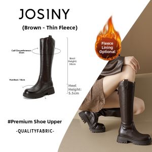 Josiny | Comfortable Soft-soled V-Neck Wide-calf Tall Riding Boots