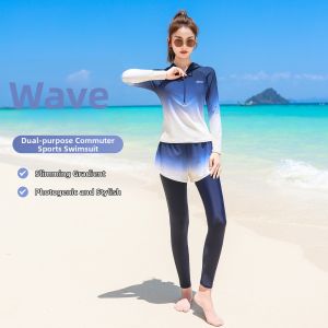 XTEP | New Slimming and Belly-Covering Long-Sleeved Two-Piece Swimsuit