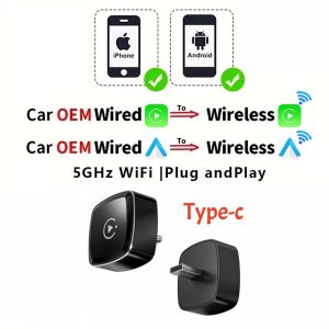 Android Auto Wireless Carplay Type-c Bluetooth Wifi Plug and Play 2In1 Dongle For Chevrolet Citroen Buick Cadillac Chery VW