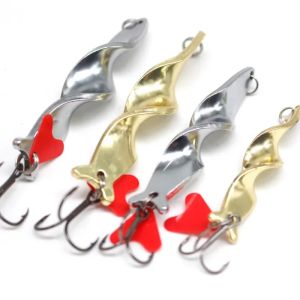 1PC Metal Jigbait Red Hear Sequins Trolling Spinning Spiral Long Cast Spoons Fishing Lure Spinner Screw Rotation