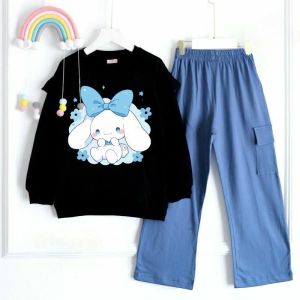 Cinnamoroll Set Kids Celana Cargo Crinkle Printing/setelan anak perempuan CINNAMOROLL /Oneset anak