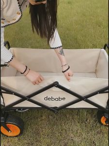 Outdoor Camping Collapsible Utility Wagon Portable Four Wheel Folding Trolley Camper Cart